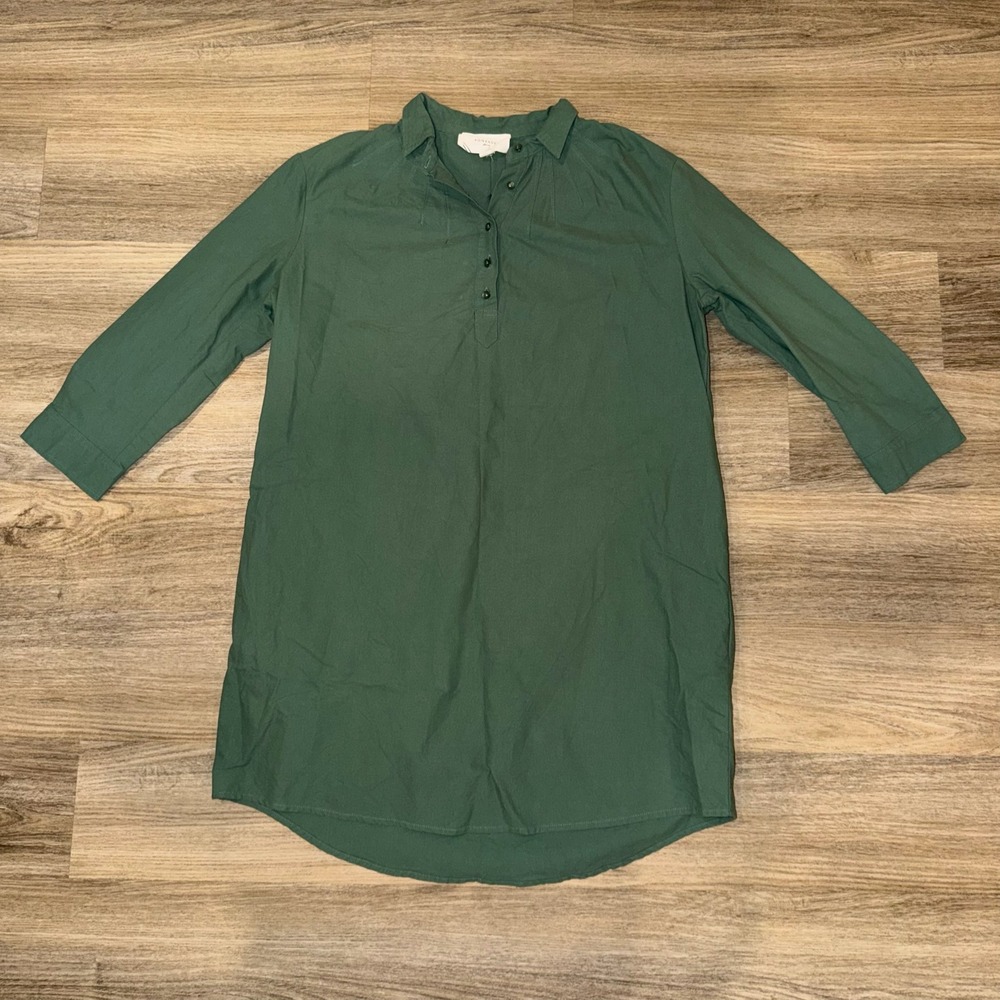 Tuckernuck Pomander Place Green Polly Dress Cotton Shift 3/4 Sleeve Y18715T M
